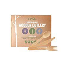 disposable wooden cutlery set with fork and spoon