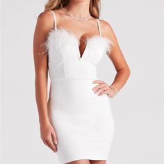 White Short Dress. Brand New Perfect For Girls Trip Or Bachelorette. White Spaghetti Straps Dress For Night Out, White Flirty Dress With Spaghetti Straps, Flirty White Spaghetti Strap Dress, White Flirty Dress For Night Out, Chic White Bodycon Dress With Sweetheart Neckline, Flirty White Dress For Night Out, White Midi Dress With Sweetheart Neckline For Night Out, Flirty White Midi Dress For Cocktail, White Bodycon Dress With Sweetheart Neckline