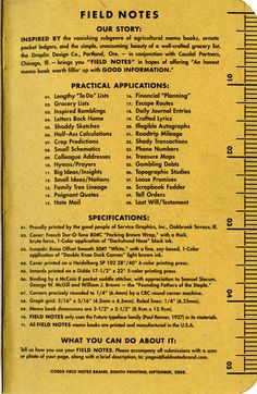 an old yellow book with instructions on how to use the field notes for your story