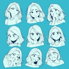 #draw#drawing#anime#drawanime#picture #anime #picturesanime Oc Expression Sheet, Expression Sheet Reference, Charectors Design Idea, Anime Expressions Reference, Expression Drawing Reference, Expressions Drawing Reference, Female Hair Drawing, Character Expression Sheet, Drawing Female Face