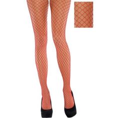 You have devilishly good-looking legs in our Red Wide Fishnet Pantyhose! The diamond net design is made of a nylon blend for a comfortable fit. One size Red Wide Fishnet Pantyhose fit most standard women's sizes (5'2-5'9 and 90-160 lbs). Red Fitted Mesh Bottoms, Red Tight Stockings For Party, Red Fishnets, Red Halloween, Net Design, Halloween Costume Shop, Halloween Store, Black Fishnets, Kids Party Supplies