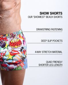 These are BANG!’s SHOWIEST beach shorts ever. Ready to show off! Show those legs. Show those quads. Show them all you got! We cut these beach trunks as short as we could. We even went 1” shorter than our Beach Shorts in the outer seam to take these beachwear bad boys to a new show-stopping level. Served just like vintage rugby or volleyball shorts, but with BANG!’s signature shape enhancing tweaks. Meet your new partner in crime to hit the beach or pool in a perfect fitting swimsuit ready to put Sporty Beach Season Bottoms For Summer Activities, Short Swimwear For Summer Activities, Short Bottoms For Summer Beach Activities, Short Beachwear Bottoms For Summer Activities, Beach Season Athletic Shorts With Short Leg, Beach Season Athletic Shorts With Short Legs, Short Leg Athletic Shorts For Beach Season, Beachwear Shorts For Summer Activities, Beach Party Shorts With Built-in Liner For Beach Season