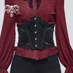 Show off your unique gothic style with this black floral lace busk front underbust corset. this stylish and comfortable corset is perfect for any occasion and is sure to make a statement. Victorian Underbust Corset, Black Underbust Corset Outfit, Gothic Floral, Goth Clothing, Womens Leather Belt, Steampunk Corset, Gothic Corset, The Gothic, Underbust Corset