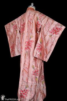 Antique ikat silk kimono robe or coat or dressing gown 1920s | Etsy Traditional Pink Silk Kimono, Pink Vintage Long Kimono, Vintage Red Long Kimono, Vintage Long Red Kimono, Traditional Pink Dress With Kimono Sleeves, Pink Traditional Dress With Kimono Sleeves, Bohemian Pink Kimono For Wedding, Pink Bohemian Kimono For Wedding, Vintage Pink Robe For Spring