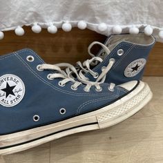 Dusty Blue Converse, Different Color Converse, All Star Aesthetic, Cool Converse, Colored Shoes, Blue Converse, Shoes Converse, Shoe Inspo, Colorful Shoes