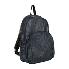 Feel confident and stylish this season sporting around this unique, fashionable Mesh backpack. With its lightweight design, durable construction, and fashion forward styling, this bag will surely not disappoint and facilitate all your needs anywhere you go!Included: 1 Backpack(s)Closure Type: ZipperPocket Types: 4 Exterior Zip Pocket(s)Pockets: 2 Side Water Bottle Pockets, 1 Outside Zipper PocketMeasurements: 6 Height/Inches, 12 Width/Inches, 17.25 Depth/InchesBase Material: 100% Polyvinyl Chlor Large Capacity Nylon Bag For Back To School, Nylon Student Backpack, Black Mesh Bag For Outdoor Activities, Trendy Nylon Backpack For Students, Black Mesh Bags For Outdoor Activities, Trendy Nylon Backpack, Sports Mesh Backpack, Sports Backpack In Mesh, Everyday Black Mesh Backpack