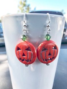 Jack o'Lantern Earrings Halloween Earrings Pumpkin | Etsy Red Drop Earrings For Halloween, Red Pierced Halloween Earrings, Red Pierced Earrings For Halloween, Orange Dangle Earrings For Halloween, Red Earrings As Halloween Gift, Red Earrings For Halloween Gift, Spooky Handmade Halloween Earrings, Spooky Handmade Earrings For Halloween, Handmade Spooky Halloween Earrings