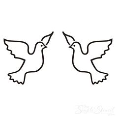 two birds flying next to each other on a white background with the word love written in it