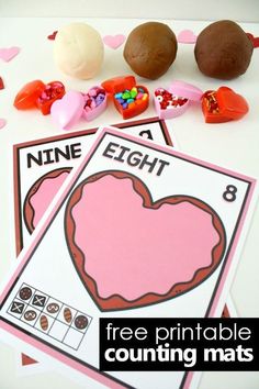 valentine's day printable counting mats for kids