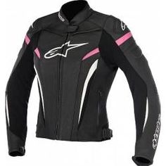 a black and pink motorcycle jacket