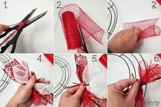 how to make a bow out of mesh and ribbon - step by step instructions on how to sew