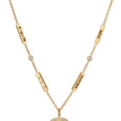 Get the perfect statement piece with a distinctive look to stand out from the crowd. Adorn yourself with this exquisite 2mm Name and Date Chain. Hand-crafted in solid 14k gold and accented with two white diamond bezels, this 20-inch chain is personalized with up to four gold bars adorned with diamonds, a name, and a date on each. For more information on ways to customize this piece, please contact us. Specifications Dimensions 2mm Thick Length 20in Material 14k Yellow Gold Diamonds 1.5mm White D Gold Bars, Gold Bar, Work Looks, Bezel Diamond, A Name, White Diamond, Diamond White, Statement Pieces, Custom Color