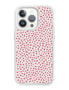 an iphone case with pink flowers on white