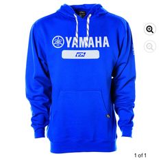 a blue hoodie with the words yamaha on it