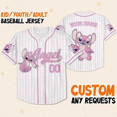 Custom Disney Lilo And Stitch Angel Baseball Jersey Family Disney Shirts Matching, Angels Baseball