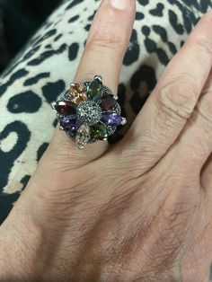 Retro charm. Vintage Ruby Amethyst Topaz Crystal Navette Flower Marcasite Sterling Silver Ring. Your choice: size 6 or 7.  Will ship worldwide. Topaz Crystal, Rings Statement, Sterling Silber, Sterling Silver Ring, Statement Rings, Topaz, Silver Ring, Sterling Silver Rings, Wedding Gifts