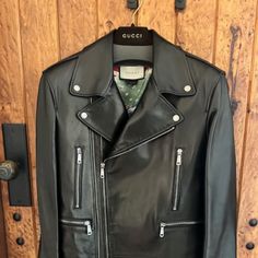 Gorgeous, Like New Mens Authentic Gucci Leather Biker Jacket. So Soft And So Beautiful, Silk Lining This Jacket Is A Must Have Staple And A Classic! Original Tags Included! Size 50 - Fits Like A Large Gucci Jackets, Gucci Jacket, Gucci Leather, Leather Biker Jacket, Gravity Falls, Biker Jacket, So Beautiful, Mens Coats, Gravity