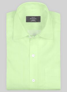 Evoke the appealing chic stance through our Italian Lombardo Mint Green Shirt. Further, crafted from pure cotton fabric, which exhibits a delicate, sleek and evenly smooth, aligning a solid finish over green hues.  And finally, draw the striking looks with a skillfully tailored shirt that gives off a relaxed fit with timeless tones that instantly elevate the stylish flair to turn up with our shirt for day-to-day duties and special occasions.  Made according to your measurements for the special y Classic Green Tops With Spread Collar, Classic Green Shirt For Work, Green Fitted Top With Spread Collar, Fitted Green Top With Spread Collar, Classic Green Office Tops, Green Slim Fit Cotton Tops, Formal Green Shirt With Spread Collar, Elegant Green Shirt With Spread Collar, Elegant Green Summer Shirt