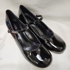 Cider Black Patent Leather Chunky Heeled Mary Jane Shoes Women's Size Eu 39/Us 9 Pre-Owned But Never Worn, No Scuffs Or Scratches Adjustable Strap Heel Is 2.2" Made In China Black Closed Toe Mary Jane Court Shoes, Black Mary Jane Court Shoes With Closed Toe, Black Flat Heel Mary Janes For Party, Black Patent Leather Mary Jane Court Shoes, Black Mary Jane Court Shoes With Medium Width, Black Wide Fit Round Toe Heels, Party Mary Janes With Round Toe And Medium Width, Party Mary Janes With Round Toe, Black Flat Heel Mary Jane Court Shoes