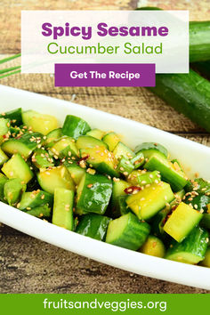 cucumber salad with sesame seeds in a white bowl