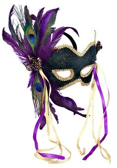 Mardi Gras Mask Black Masquerade Mask For Party Festivals, Black Masquerade Mask For Party And Festivals, Purple Masquerade Mask, Gold Masquerade Mask, Mardi Gras Centerpieces, Mardi Gras Outfits, Feather Mask, Masked Ball, Mardi Gras Costumes