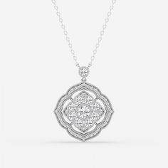 1 ctw Round Lab Grown Diamond Vintage Inspired Shield Fashion Pendant Platinum FG, VS2+ Diamond Cross Necklace, Fashion Pendant, Diamond Cross, Round Moissanite, Exquisite Jewelry, Moissanite Diamonds, Vintage Diamond, 18k Rose Gold, Gold Chains