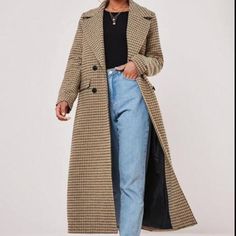 Missguided Brown Check Oversized Formal Coat Sold Out On Website Long Sleeve Button Front Formal Longline Coat Featuring A Plaid Detail And Pockets. Shell & Lining: 100% Polyester Unya Wears Size Us 6 And Her Height Is 5'8" Free Goodies With Purchase! Same Day Ship Time If Order Is Placed Before 3:30pm (Est) Monday-Friday! Long Outerwear With Double Button Closure For Fall, Long Fall Outerwear With Double Button Closure, Long Double-breasted Outerwear For Fall, Fall Long Double-breasted Outerwear, Long Beige Outerwear With Button Closure, Beige Long Outerwear With Button Closure, Long Brown Outerwear With Button Closure, Brown Long Outerwear With Button Closure, Beige Long Outerwear With Buttons