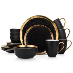 black and gold dinnerware set