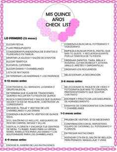 a pink and white checklist with the words miss quince