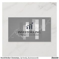 a business card with an image of the logo for investments, finance and financial services