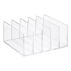 four clear acrylic boxes with dividers on each side