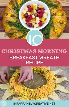 christmas morning breakfast wreath recipe with text overlay