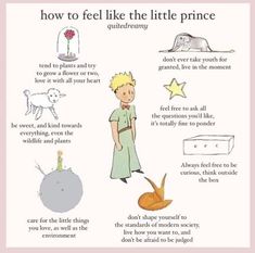 a poster showing how to feel like the little prince and other things in front of it