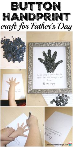 handprint craft for father's day that includes buttons and other things to make