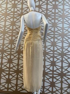 Goddess Gown, Neck Deep, Gold Lame, Gold Silk, Plunging Neckline, Dream Wardrobe, Halter Neck, Deep V, White Formal Dress