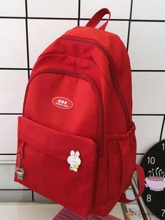 BirdinBag - Red Ladys School Bag: Stylish and Practical Womens Backpack for Students Womens Rucksack, Word Wrap, Classic Backpack, School Backpack, Nylon Bag, School Bag, School Backpacks, Womens Backpack, Bag Lady