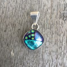 Use this stunning, multicolored dichroic glass pendant in your next beading/jewelry or simply put on a chain and wear. Sugar Skull Jewelry, Fused Glass Necklace, Dichroic Pendant, Dichroic Glass Pendant, Beading Jewelry, Art Deco Pendant, Bleu Violet, Fused Glass Pendant, Rainbow Beads