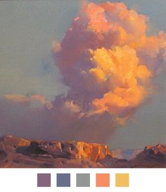 an oil painting of clouds in the sky