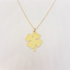 -The Elegant Four Leaf Clover style pendant is made with high-quality 14K solid gold. - We have listed many kind of elegant fine jewelry. Don't miss to visit our store. https://www.etsy.com/shop/LatikaJewelryShop - Also we have listed another 14K gold four leaf clover necklace. https://www.etsy.com/listing/1053949859/14k-real-solid-gold-cz-clover-pendant https://www.etsy.com/listing/921174216/four-leaf-clover-necklace-for-good-luck - This dainty, delicate and trendy pendant necklace has been art Elegant 14k Gold Necklace With Hallmark, 14k Gold Pendant Necklace For Celebration, Elegant 14k Gold Necklaces For Good Luck, Classic Yellow Gold Necklaces For Good Luck, Elegant 14k Gold Necklace For Good Luck, Elegant Personalized Necklaces For Good Luck, 14k Yellow Gold Necklace For Good Luck, Elegant Personalized Good Luck Necklaces, 14k Yellow Gold Good Luck Necklace