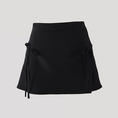 Color: Black, Size: L Skirt With Bow, Nature Dress, Streetwear Shorts, Bandage Skirt, Short Fashion, Korean Aesthetic, Summer Fabrics, Sweet Style, Types Of Skirts