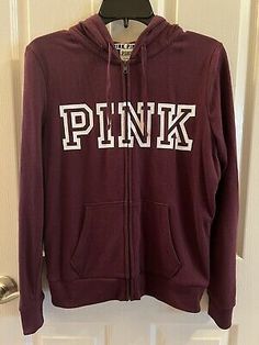 PINK by Victoria’s Secret Burgundy Hooded Zip Front Jacket Size Small Hoodie | eBay Pink Hooded Outerwear With Letter Print, Pink Hooded Jacket With Double-lined Hood For Streetwear, Pink Double-lined Hooded Sports Jacket, Pink Double-lined Hooded Jacket For Sports, Pink Sports Hooded Jacket With Double-lined Hood, Pink Hooded Jacket With Drawstring For Sports, Casual Pink Double-lined Hooded Jacket, Casual Pink Hooded Jacket With Double-lined Hood, Pink Sports Hooded Jacket With Adjustable Hood