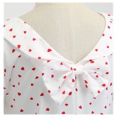 Women Fashion Retro Vintage Dress Doll Peter Pan Collar Dress Heart Print Bowknot Hepburn Elegant Party Dress Material: Polyester,?breathable and comfortable to wear Including: Dress only Occasion: Halloween, cosplay, carnival, comic-con, party, Christmas, Xmas, masquerade, role play, fancy-dress, as well as for daily life Size chart: Size (inch) Bust Waist Shoulder Sleeve Length S 34.3 26.4 14.1 7.3 39.8 M 36.3 28.4 14.6 7.5 40.2 L 38.3 30.4 15.0 7.7 40.6 XL 40.3 32.4 15.5 7.9 41.0 XXL 42.3 34. Cute White Dresses With Bow Print, Summer Party Dress With Doll Collar, Summer Mini Dresses With Bow Print, Summer Mini Dress With Bow Print, Red Summer Dress With Bow, Party Dress With Bow Print And Short Sleeves, Cute Bow Print Summer Dress, Cute Summer Dresses With Bow Print, Short Sleeve Party Dress With Bow Print