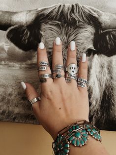 "Hand-stamped western rings ☆made to order ☆adjustable ☆stacker, wrap, and coin style ☆any design can be made in fonts \"outlaw\" or \"sweet and sassy\" ★please message me the font you want your design made in★ ★initals can be added to inside of band for $3★" Cute Western Rings, Western Style Rings, Western Stamped Rings, Metal Stamped Rings, Western Ring, Southern Jewelry, Western Rings, Stamped Ring, Cowgirl Accessories