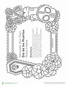 a coloring page with flowers and an ornate frame