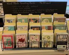 many cards are on display in a store