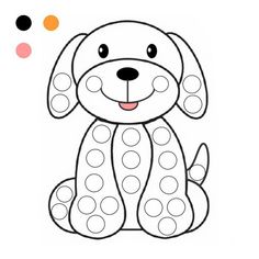 a cartoon dog with polka dots on it's face