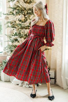 shop the mint, trendy online boutique, boutique clothing Plaid Christmas Holiday Dress, Casual Midi Dress For Holiday, Midi-length Plaid Dress For Fall, Fall Gingham Plaid Midi Dress, Fall Holiday Midi Dress, Plaid Dress For Christmas Holiday, Fall Plaid Midi Dress, Plaid Dresses For Fall Holiday, Casual Plaid Holiday Dress