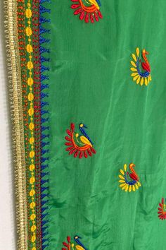 Embroidery Machine Work, Phulkari Pants, Lucknowi Kurta, Gharara Suits, Phulkari Embroidery, Peacock Motif, Patiala Salwar Suits, Motif Embroidery, Bridal Dupatta