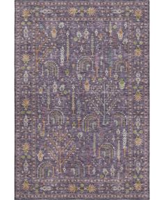 a purple rug with an intricate design on the front and back side, in various colors