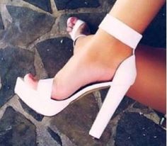 null Ankle-high Platform Sandals For Formal Occasions, Formal Ankle-high Platform Sandals, Elegant Ankle-high Platform Sandals, Casual Platform Block Heels For Parties, Trendy Ankle-high Sandals For Formal Events, Trendy Ankle-high Sandals For Formal Occasions, Ankle Strap Chunky Heels, White High Heels, Prom Heels